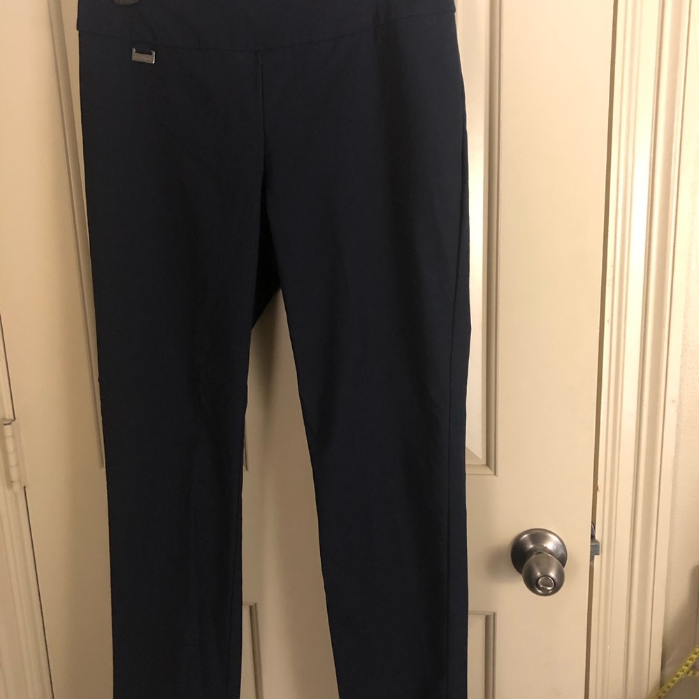 Peck & Peck Navy Straight Leg Pull On Pants 8 Petite